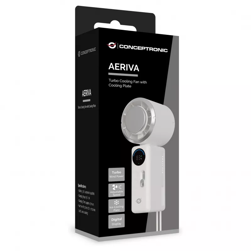 CONCEPTRONIC Turbo rokas ventilators ar dzesēšanas plāksni, krēmkrāsas
