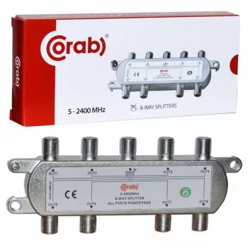 CORAB 8 virzienu sadalītājs 5-2400 MHz ar DC caurlaidi