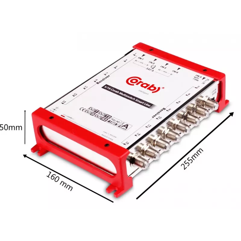 CORAB Multiswitch Smart Line 5/16 – 16 izeju satelīta un zemes sadales slēdzis, DiSEqC 2.0, 950-2150 MHz