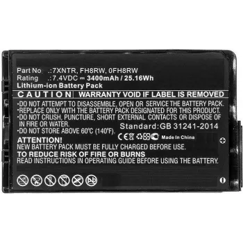 CoreParts MBXDE-BA0184 rezerves akumulators Dell Latitude 12 7202 / 7202 Rugged Tablet - 7.6V 3400mAh 25.84Wh Li-Ion 2 šūnu melns