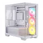CORSAIR 2800X RS-R ARGB Micro-ATX divkameru kuba korpuss, White, ar panorāmas rūdīto stiklu un 2x LL120 RGB ventilatoriem