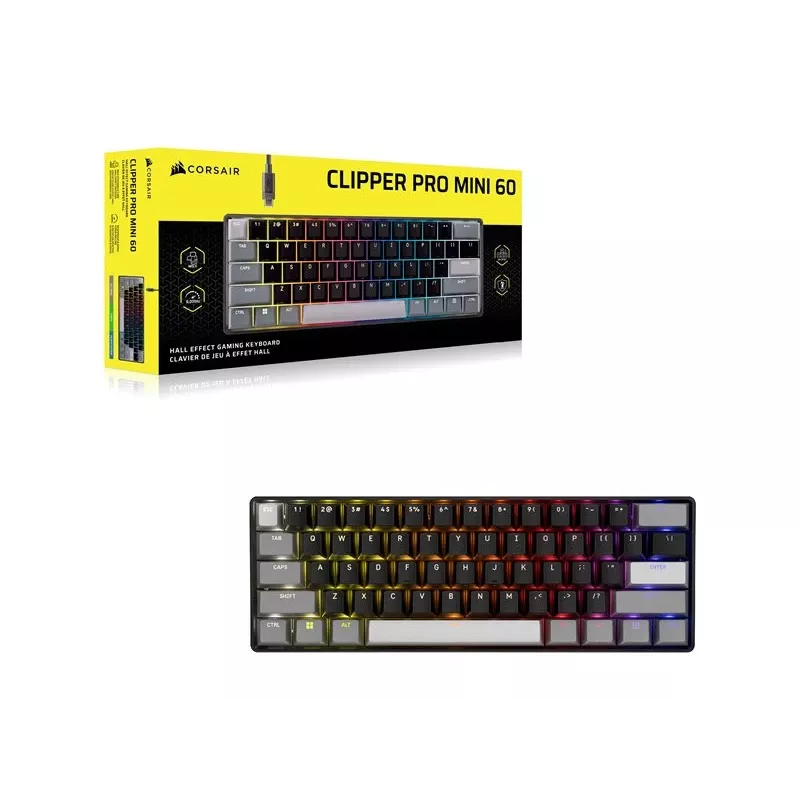 CORSAIR CLIPPER PRO MINI 60 Hall Effect spēļu tastatūra melna
