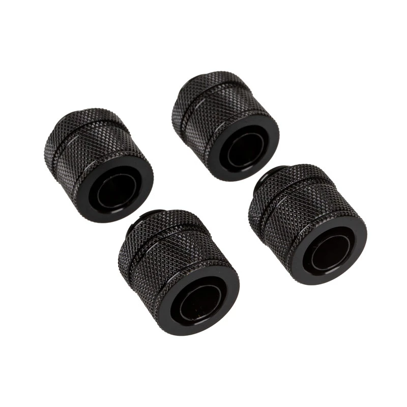CORSAIR Hydro X Series XF kompresijas savienotājs, taisns G1/4 inch vīrišķais uz 13/10mm mīksto caurulīti, melns – 4 gab. iepakojums