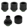 CORSAIR Hydro X Series XF kompresijas savienotājs, taisns G1/4 inch vīrišķais uz 13/10mm mīksto caurulīti, melns – 4 gab. iepakojums