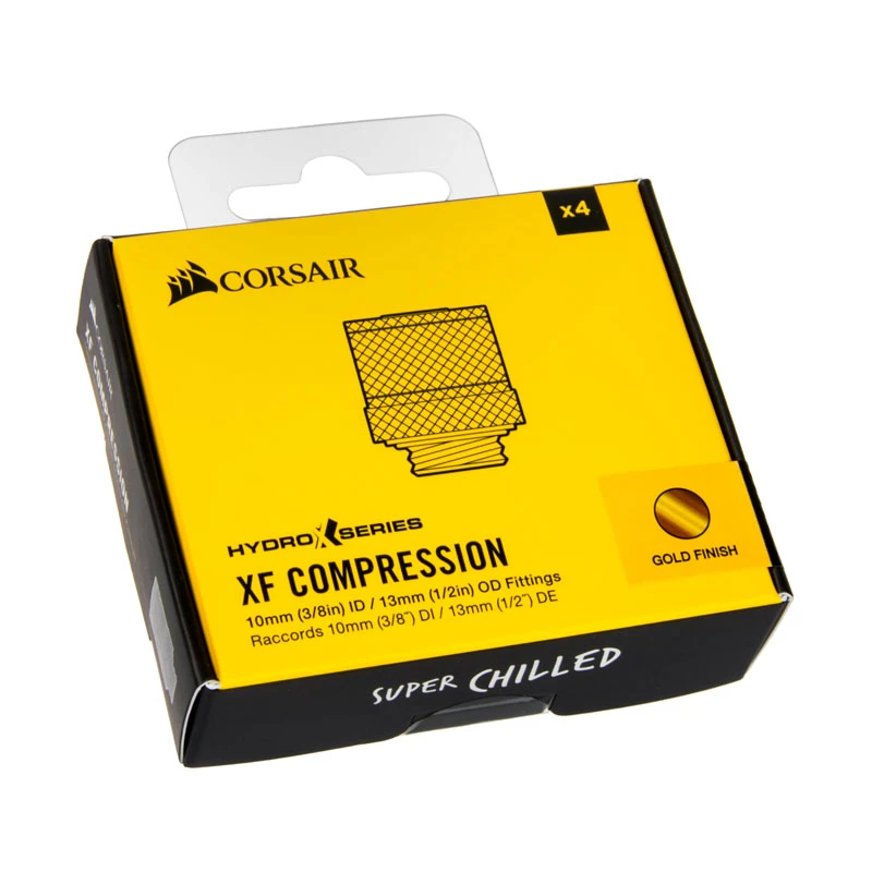 Corsair Hydro X Series XF Compression G1/4 13/10 veidgabali četru komplekts - zelts