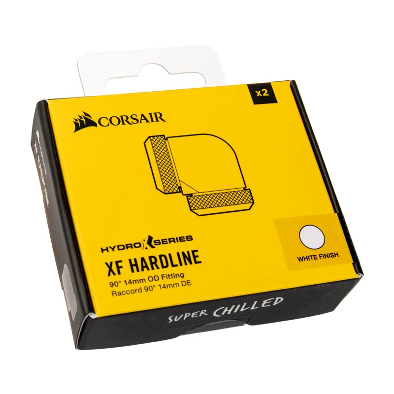 Corsair Hydro X Series XF Hardline 90° 14mm OD - Leņķa montāžas adapteris šķidruma dzesēšanas sistēmai - Balts (2 iepakojumā)