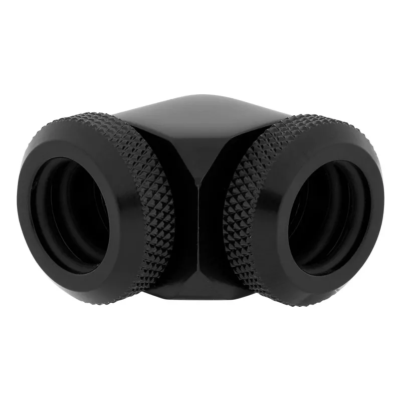Corsair Hydro X Series XF Cietās caurules adapteris 90 grādu 12mm AD uz 12mm AD cietā caurule, iepakojumā 2, melns