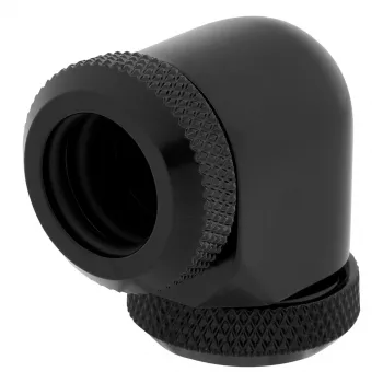 Corsair Hydro X Series XF Cietās caurules adapteris 90 grādu 12mm AD uz 12mm AD cietā caurule, iepakojumā 2, melns