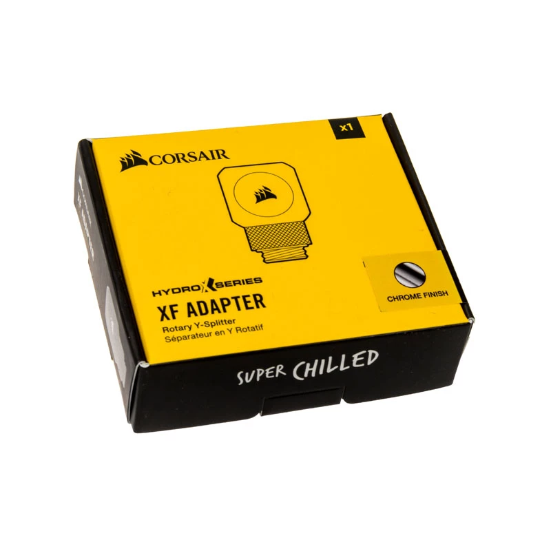 Corsair Hydro X Series XF Rotary Y-Splitter G1/4 collītis vīrietis uz 2x G1/4 collītis sieviete - Hroms Sudrabs