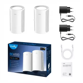 Cudy BE6500 2.5G Mesh Wi-Fi 7 sistēma – 2 iepakojums