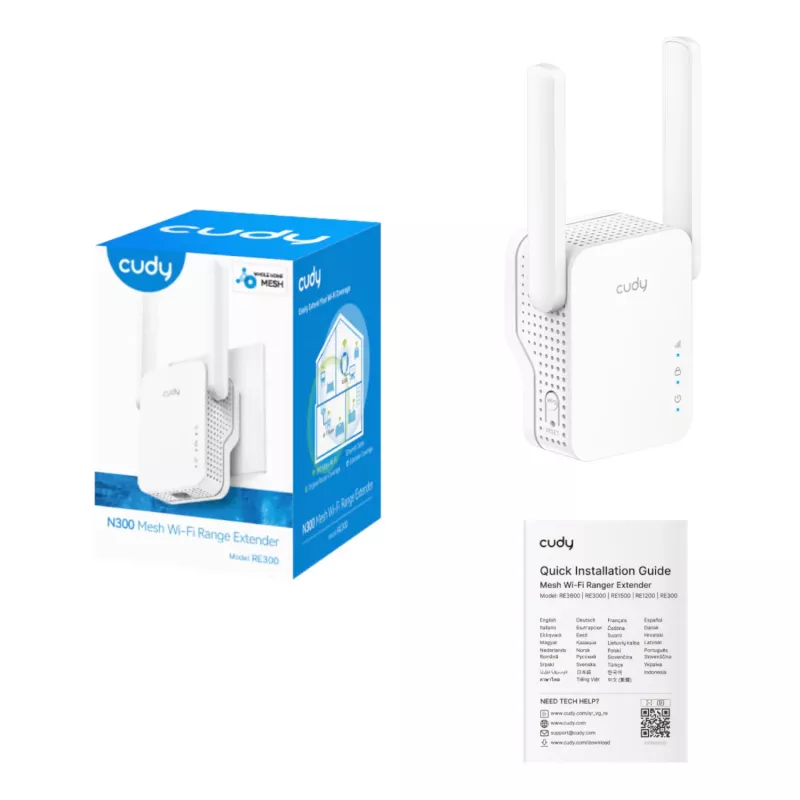 Cudy N300 Mesh Wi-Fi diapazona pagarinātājs | Sienas spraudnis