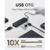 Cudy UH40A PortMate USB-A uz 4 portu USB 3.0 centrmezgls 5Gbps Tikai Dati Plastmasa Kompakts Melns
