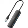 Cudy UH40A PortMate USB-A uz 4 portu USB 3.0 centrmezgls 5Gbps Tikai Dati Plastmasa Kompakts Melns