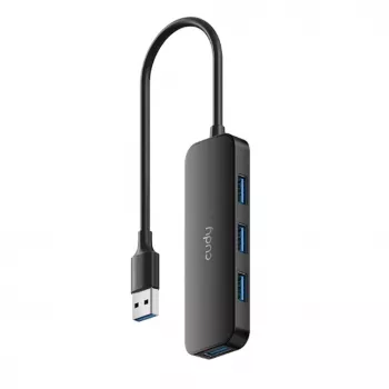 Cudy UH40A PortMate USB-A uz 4 portu USB 3.0 centrmezgls 5Gbps Tikai Dati Plastmasa Kompakts Melns