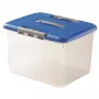 CURVER Hobby Optima 30L uzglabāšanas kaste ar vāku un rokturi, caurspīdīga pamatne ar zilu vāku, 42,8 x 34 x 28,1 cm