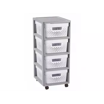 Curver Infinity Bookcase on Wheels 4x11L Openwork Grey/White