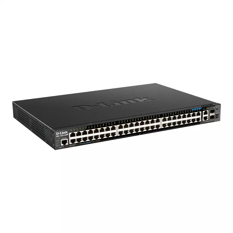 D-Link DGS-1520-52MP 52-Port Gigabit PoE+ Managed Switch ar 4 SFP+ 10G augšupsaitēm, uzstādāms statīvā