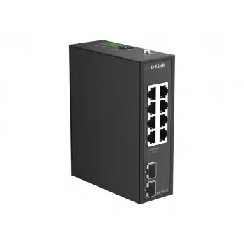 D-Link DIS-100G-10 - 10 portu Gigabit industriālais nekonfigurējamais slēdzis, 8x RJ45 + 2x SFP