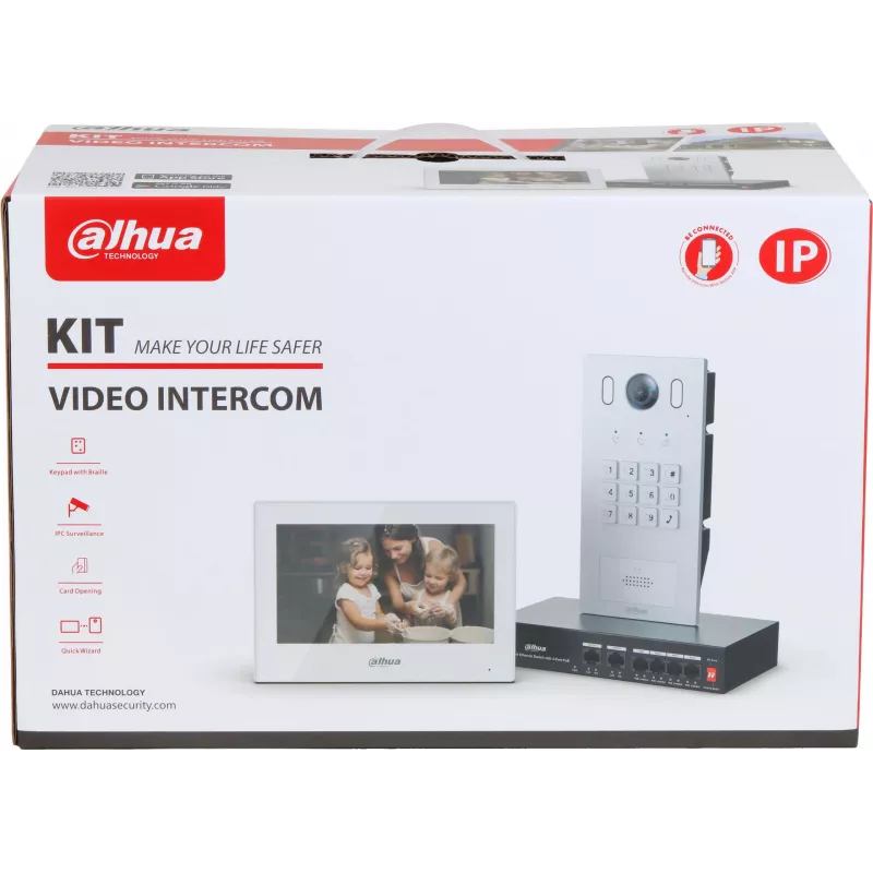 DAHUA KTP05(F) 2-vadu IP video domofona komplekts ar 7 inch skārienekrāna iekštelpu monitoru, 2MP āra staciju un barošanas bloku