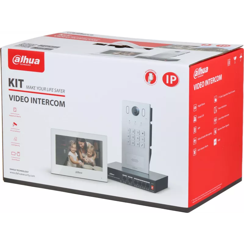 DAHUA KTP05(F) 2-vadu IP video domofona komplekts ar 7 inch skārienekrāna iekštelpu monitoru, 2MP āra staciju un barošanas bloku