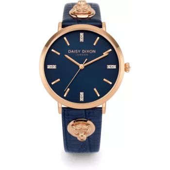 Daisy Dixon Sieviešu DD164URG Kvarca Analogais Pulkstenis 38mm Roze Zelta Krāsas Korpusā Ar Pelēku Ādas Siksniņu