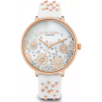 Daisy Dixon Sieviešu pulkstenis DD111WRG 38mm Roze zelta tonis Pelēka mākslīgā āda