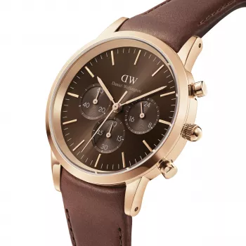 Daniel Wellington Classic 42mm vīriešu pulkstenis DW00100640 - rozā zelta korpuss, melns ciparnīca, melna ādas siksniņa