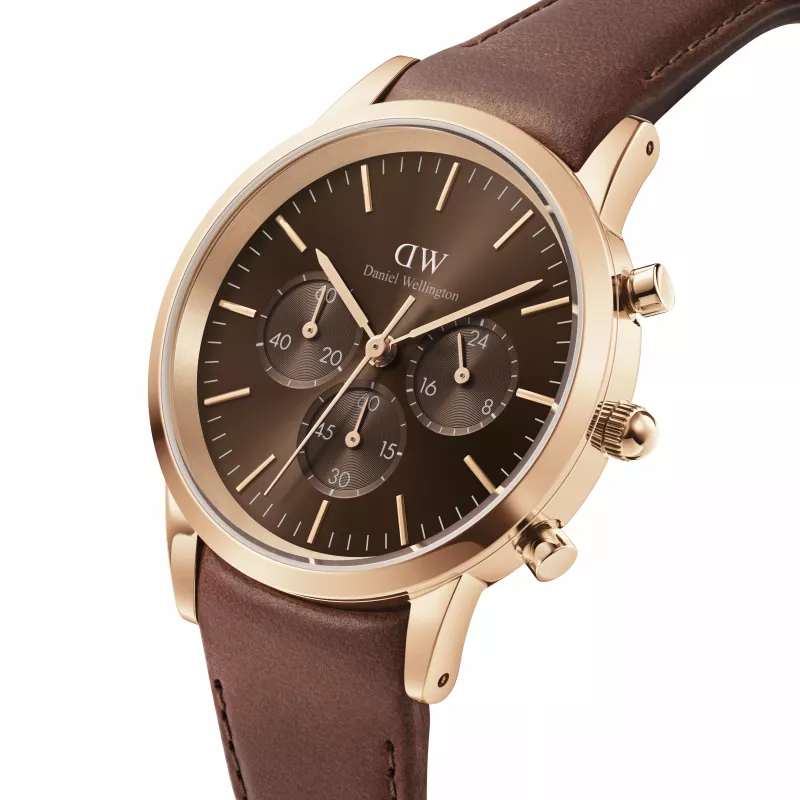 Daniel Wellington Classic 42mm vīriešu pulkstenis DW00100640 - rozā zelta korpuss, melns ciparnīca, melna ādas siksniņa