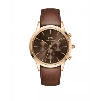 Daniel Wellington Classic 42mm vīriešu pulkstenis DW00100640 - rozā zelta korpuss, melns ciparnīca, melna ādas siksniņa