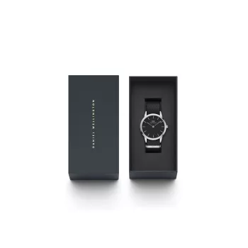 DANIEL WELLINGTON Classic vīriešu pulkstenis 40mm rožu zelts nerūsējošais tērauds melna āda