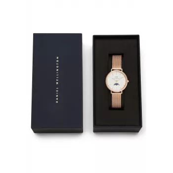 DANIEL WELLINGTON Petite Lumine 32mm sudraba pulkstenis ar perlamutra ciparnīcu un sudraba sietiņa siksniņu DW00100773