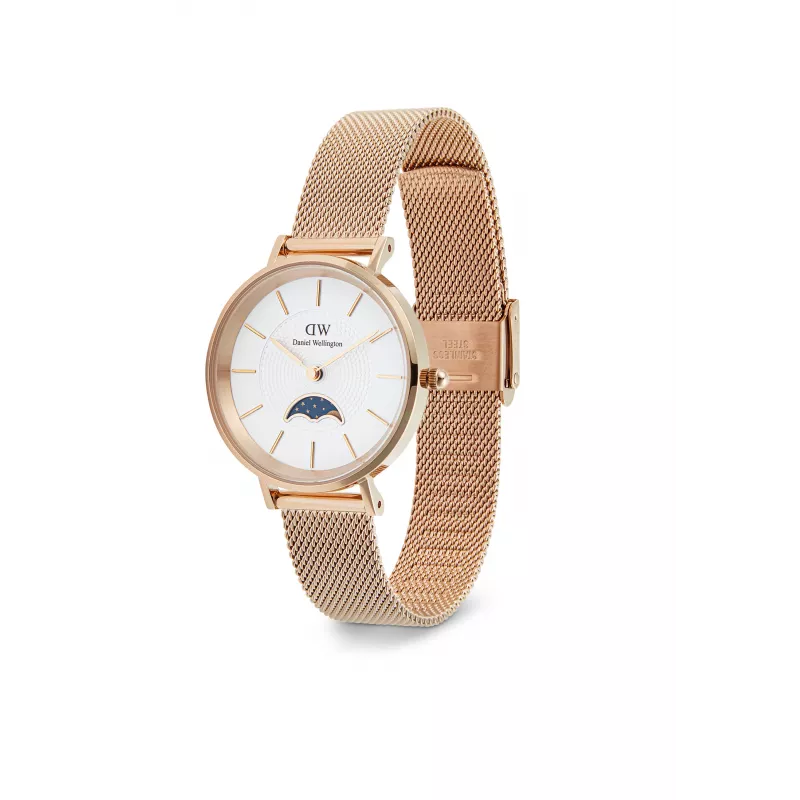 DANIEL WELLINGTON Petite Lumine 32mm sudraba pulkstenis ar perlamutra ciparnīcu un sudraba sietiņa siksniņu DW00100773