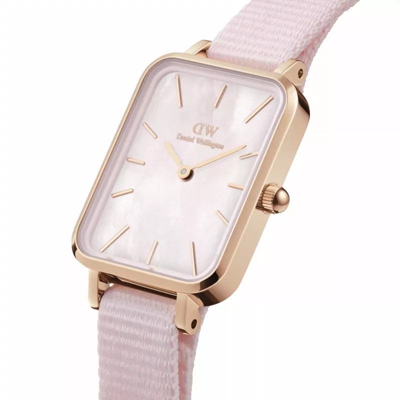 DANIEL WELLINGTON Petite Lumine Sieviešu Pulkstenis 20mm Rožu Zelts Nerūsējošais Tērauds Siets Pērļu Mātītes Ciparnīca DW00100509