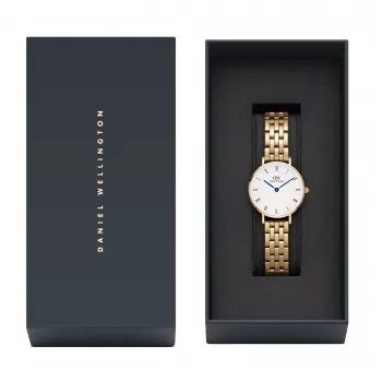 DANIEL WELLINGTON Petite Lumine Sieviešu Pulkstenis 28mm Rožu Zelts Tīkla Siksniņa DW00100682