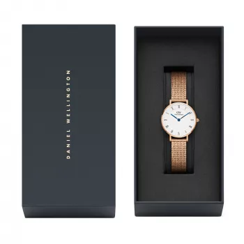DANIEL WELLINGTON Petite Lumine Sieviešu pulkstenis 28mm Rožu zelts Nerūsējošais tērauds Balts Pērļu mātes dials