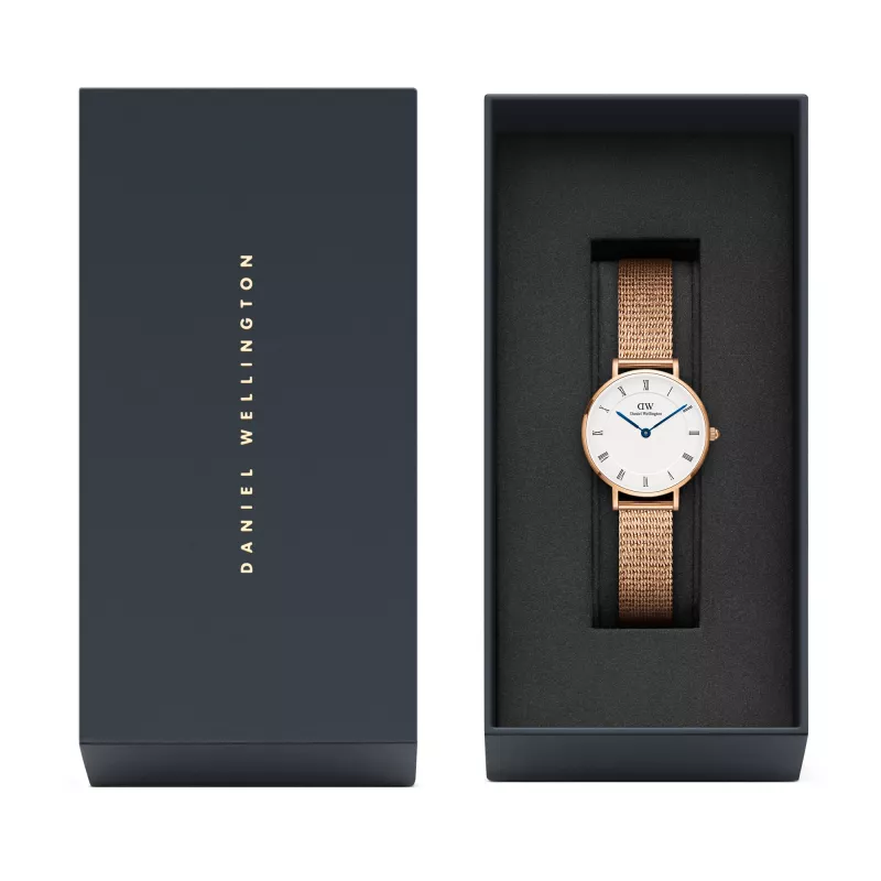 DANIEL WELLINGTON Petite Lumine Sieviešu pulkstenis 28mm Rožu zelts Nerūsējošais tērauds Balts Pērļu mātes dials