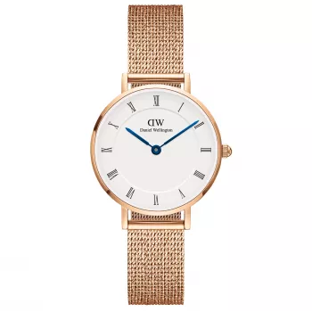 DANIEL WELLINGTON Petite Lumine Sieviešu pulkstenis 28mm Rožu zelts Nerūsējošais tērauds Balts Pērļu mātes dials