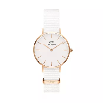 DANIEL WELLINGTON Petite Melrose Sieviešu Pulkstenis 28mm Roze Zelts Tīkla Rokassprādze DW00100313