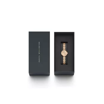 Daniel Wellington Quadro sieviešu pulkstenis 22mm rozā zelta nerūsējošā tērauda korpuss, melna ādas siksniņa DW00100720