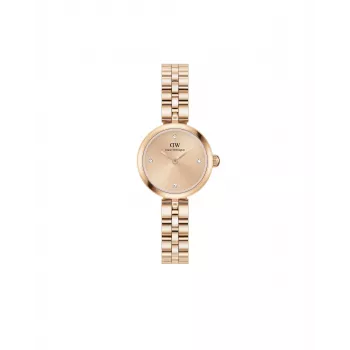 Daniel Wellington Quadro sieviešu pulkstenis 22mm rozā zelta nerūsējošā tērauda korpuss, melna ādas siksniņa DW00100720