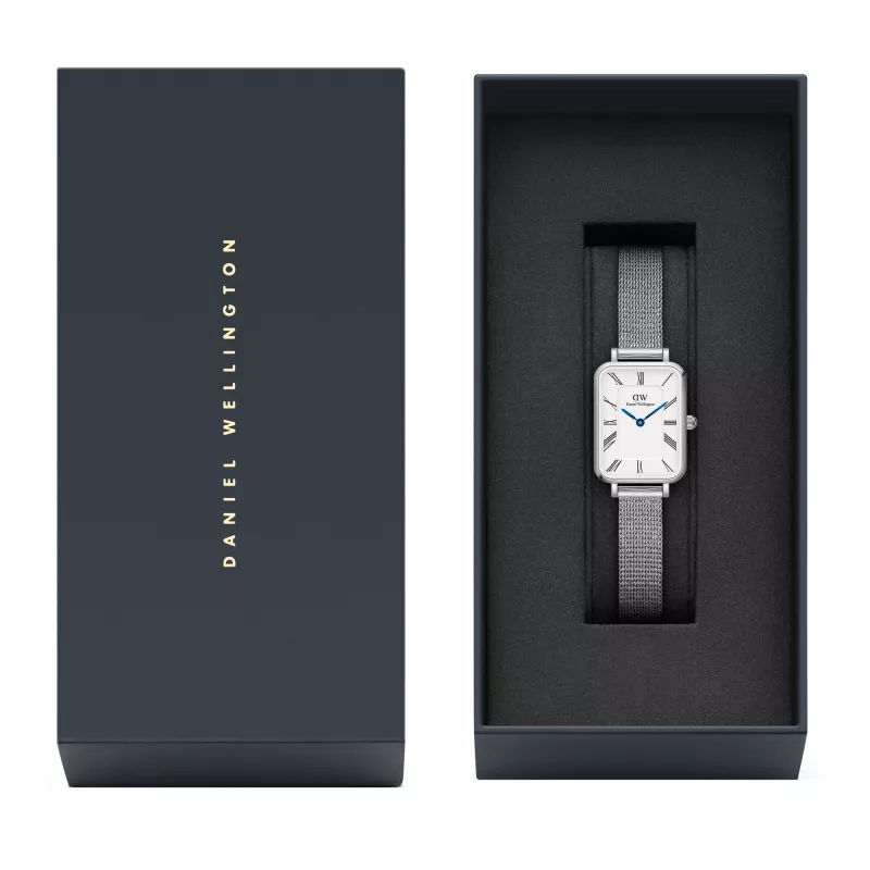 DANIEL WELLINGTON Quadro Sieviešu Pulkstenis 26mm Roze Zelts Nerūsējošais Tērauds Melna Āda DW00100690
