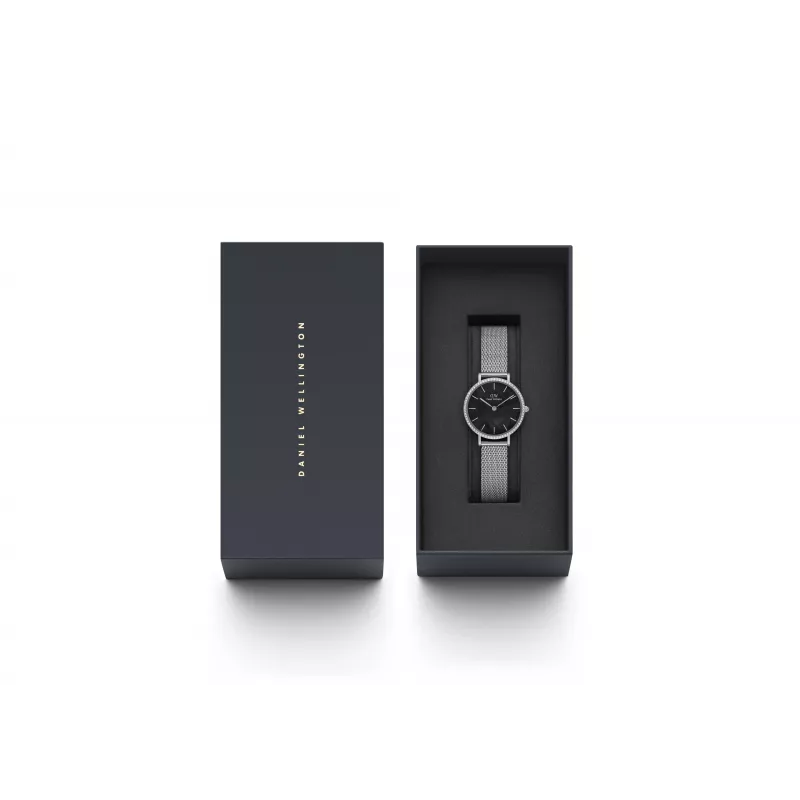 DANIEL WELLINGTON Quadro Sieviešu Pulkstenis 28mm Roze Zelts Nerūsējošais Tērauds Melna Āda DW00100661