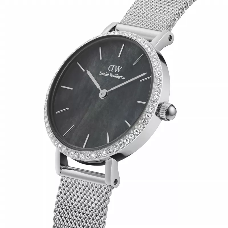 DANIEL WELLINGTON Quadro Sieviešu Pulkstenis 28mm Roze Zelts Nerūsējošais Tērauds Melna Āda DW00100661