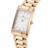 DANIEL WELLINGTON Quadro Sieviešu Pulkstenis 32mm Roza Zelts Nerūsējošais Tērauds Melna Āda