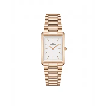 DANIEL WELLINGTON Quadro Sieviešu Pulkstenis 32mm Roza Zelts Nerūsējošais Tērauds Melna Āda
