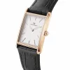 DANIEL WELLINGTON Quadro Sieviešu Pulkstenis 32mm Roze Zelts Nerūsējošais Tērauds Bēšbalts Ciparnīca Melna Ādas Siksniņa DW00100693