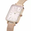 DANIEL WELLINGTON Quadro Sieviešu Pulkstenis DW00100669 - 20mm Rozā Zelta Korpuss, Melna Ādas Siksniņa