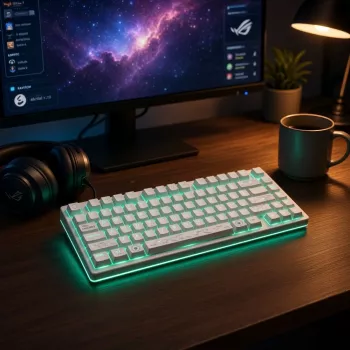 Dark Project ALU81A Terra Nova White mehāniskā klaviatūra, G3MS Moonstone slēdži, US ANSI