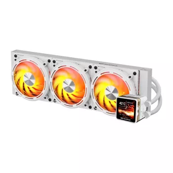 DARKFLASH DE360 White 360mm All-in-One Liquid CPU Cooler ar baltu LED sūkni, 3x120mm PWM ventilatori