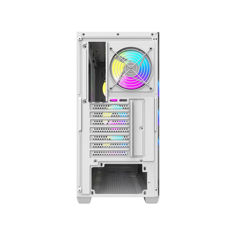 Darkflash DS900WD ATX Mid-Tower datora korpuss (balts) ar 4 ARGB ventilatoriem un rūdīta stikla sānu paneli